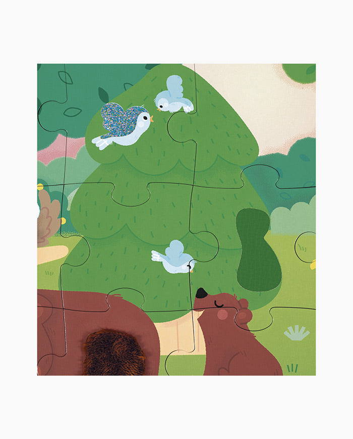 Puzzle Tactil Animale in Padure, Janod, 20 piese, 2 ani+