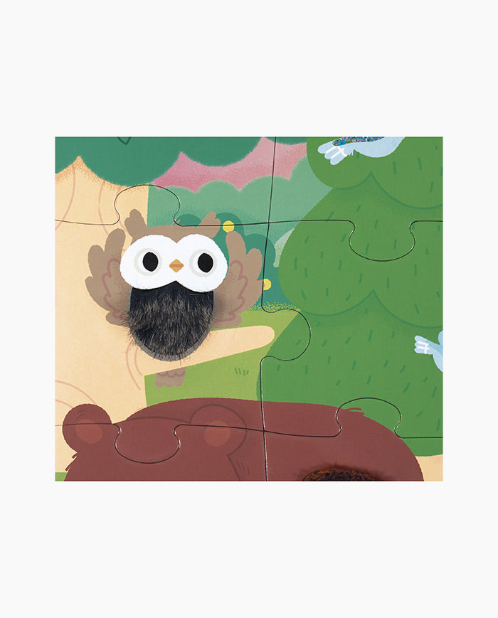 Puzzle Tactil Animale in Padure, Janod, 20 piese, 2 ani+