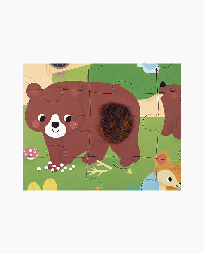 Puzzle Tactil Animale in Padure, Janod, 20 piese, 2 ani+