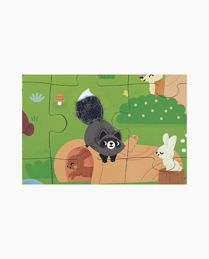 Puzzle Tactil Animale in Padure, Janod, 20 piese, 2 ani+