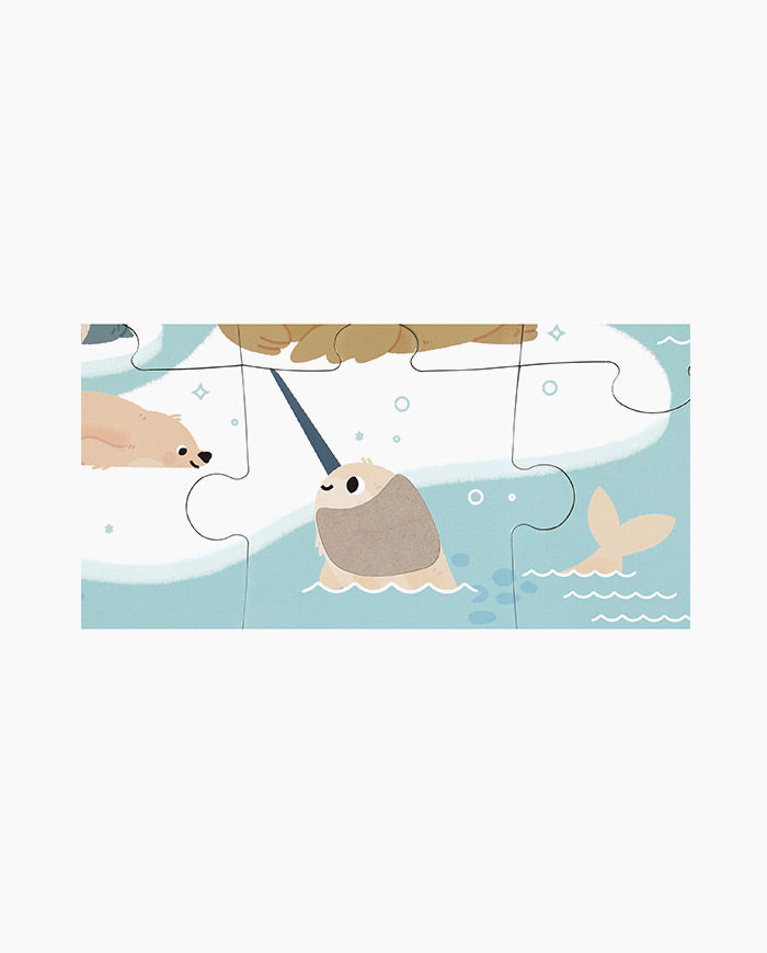 Puzzle Tactil Animale Polare, Janod, 20 piese, 2 ani+