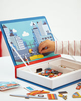 Joc educativ magnetic, Janod, Magneti'book Pompieri, 78 piese, 3 ani+