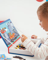 Joc educativ magnetic, Janod, Magneti'book Pompieri, 78 piese, 3 ani+