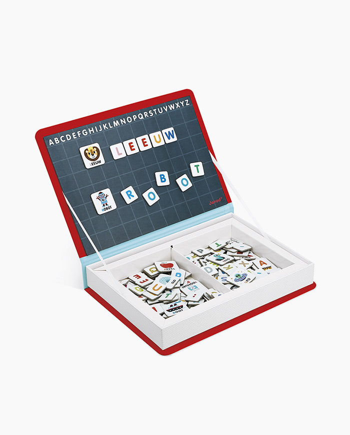 Joc educativ magnetic, Janod, Magneti'book Alfabetul, 142 piese