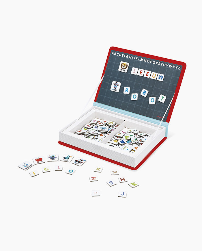 Joc educativ magnetic, Janod, Magneti'book Alfabetul, 142 piese