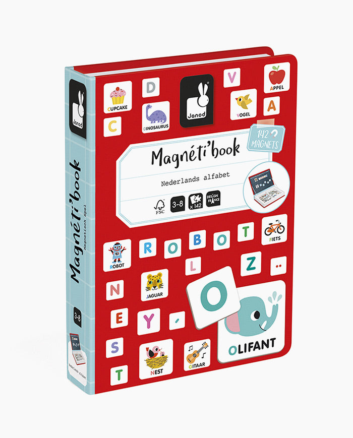 Joc educativ magnetic, Janod, Magneti'book Alfabetul, 142 piese