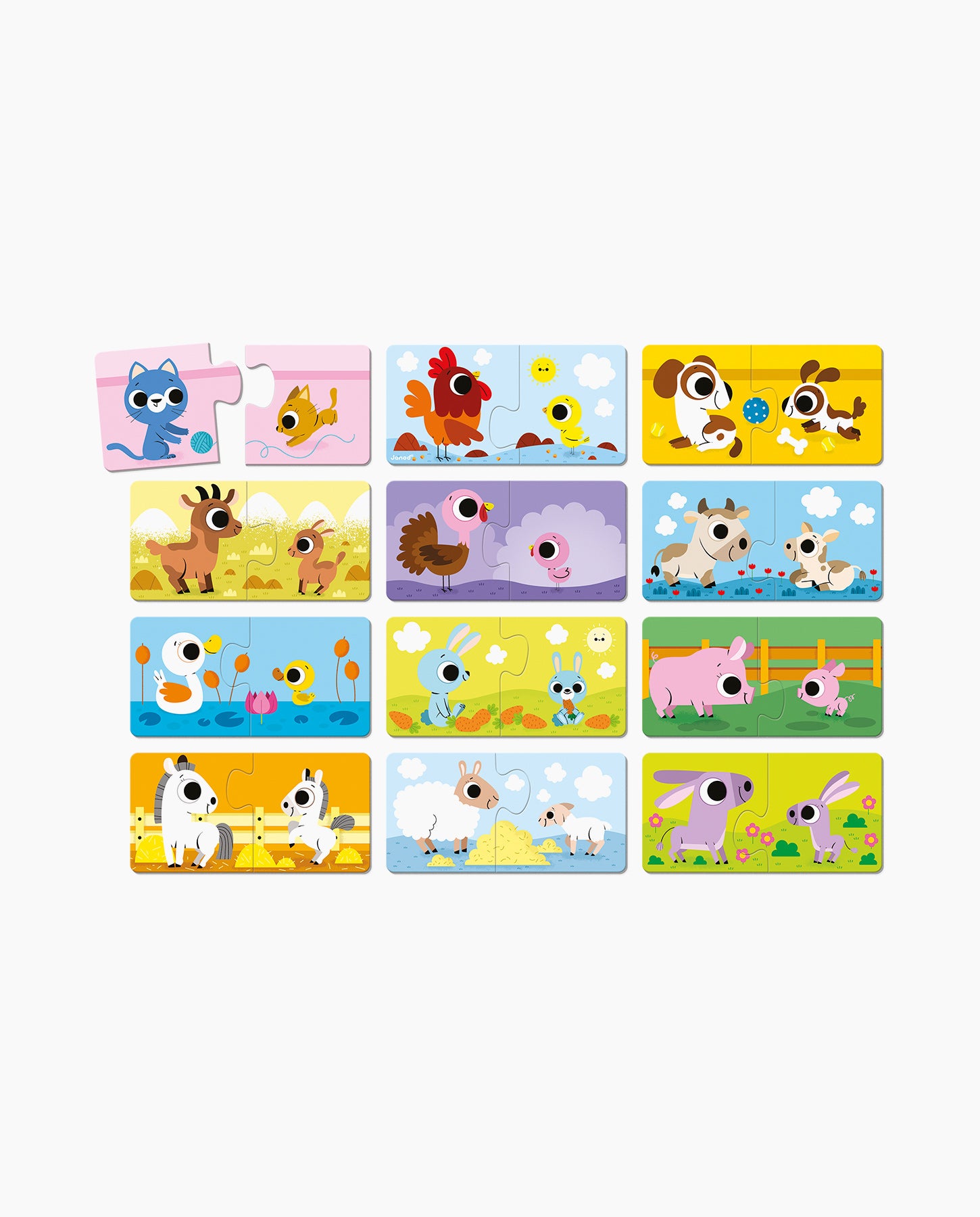 Puzzle educativ, Janod, asocieri animalute, 24 piese, 2 ani+