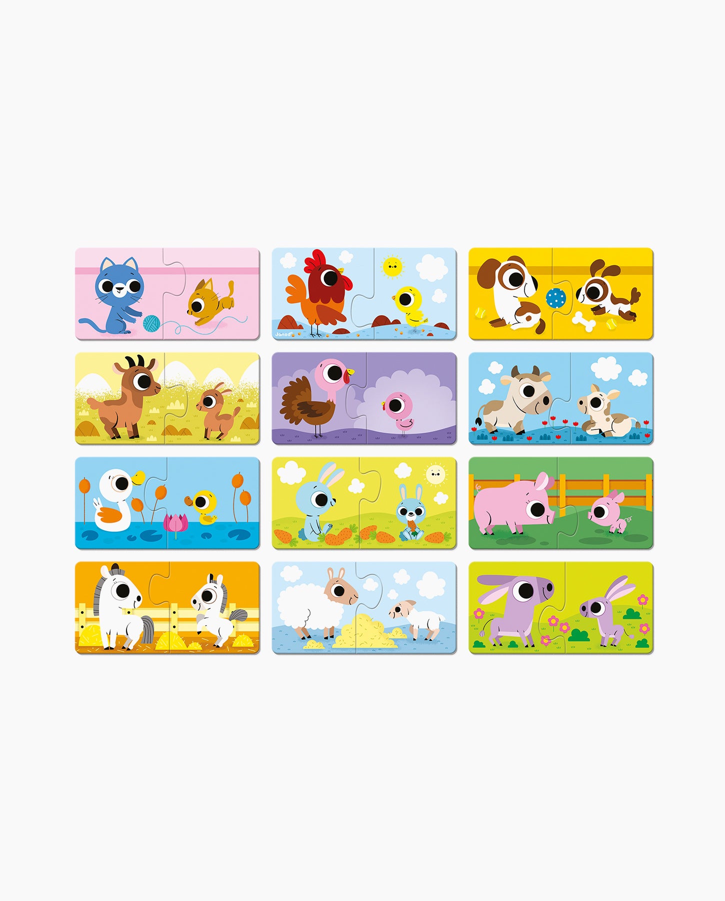 Puzzle educativ, Janod, asocieri animalute, 24 piese, 2 ani+