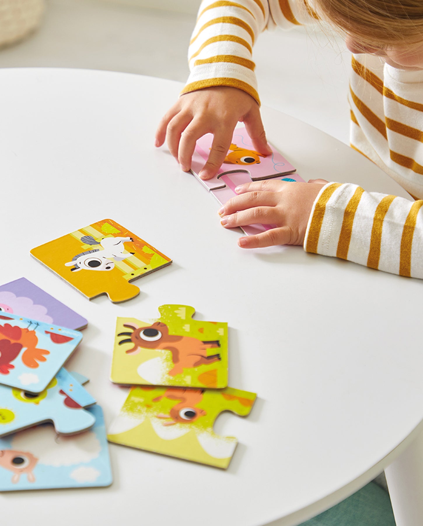 Puzzle educativ, Janod, asocieri animalute, 24 piese, 2 ani+