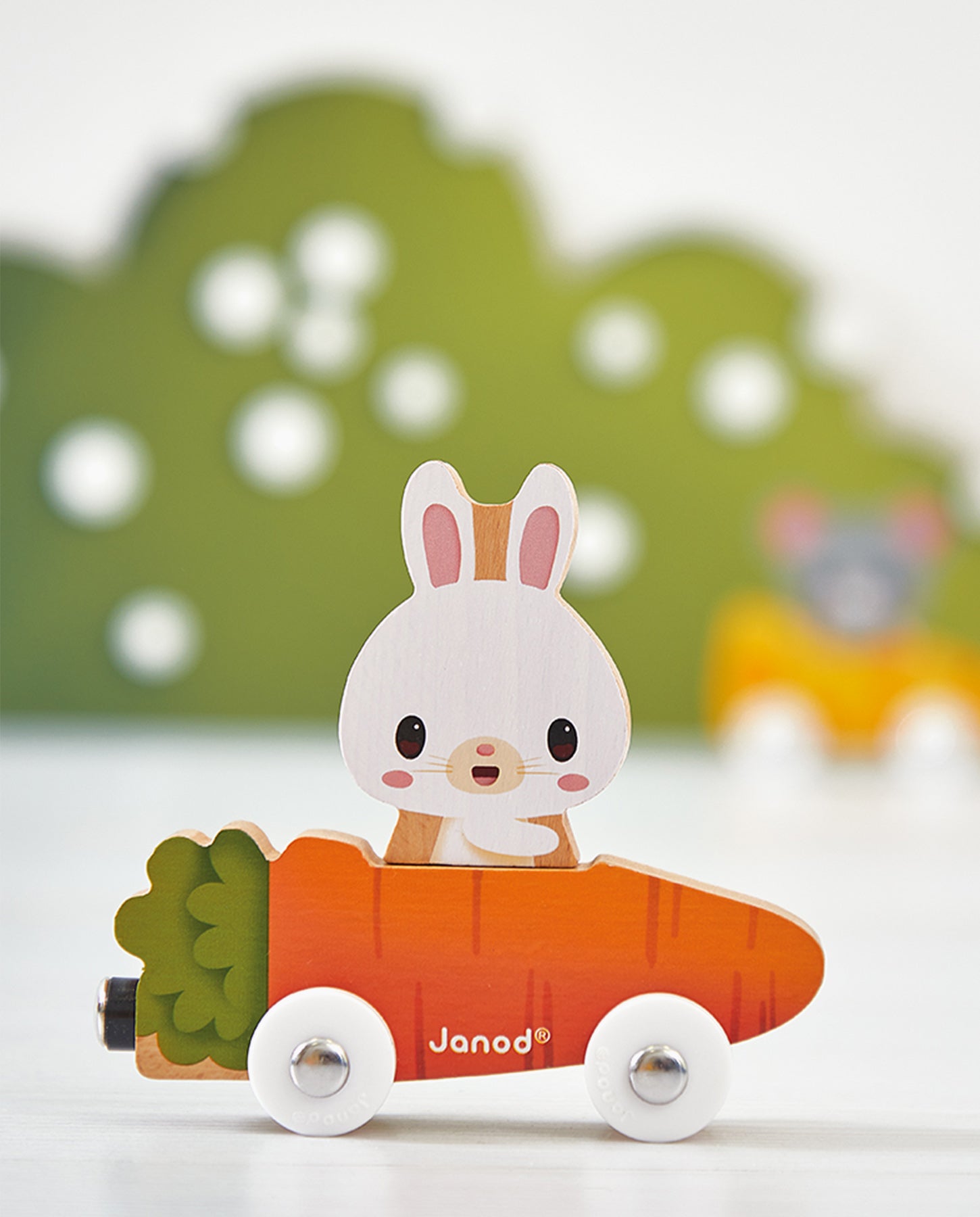 Set magnetic, Janod, Animale de companie, cu 3 masinute, 18 luni+