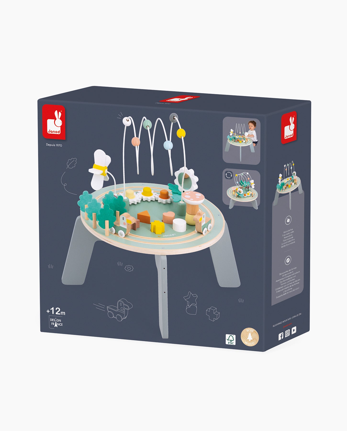 Masuta cu activitati, Janod, Sweet Cocoon, gradina, din lemn, 12 luni+