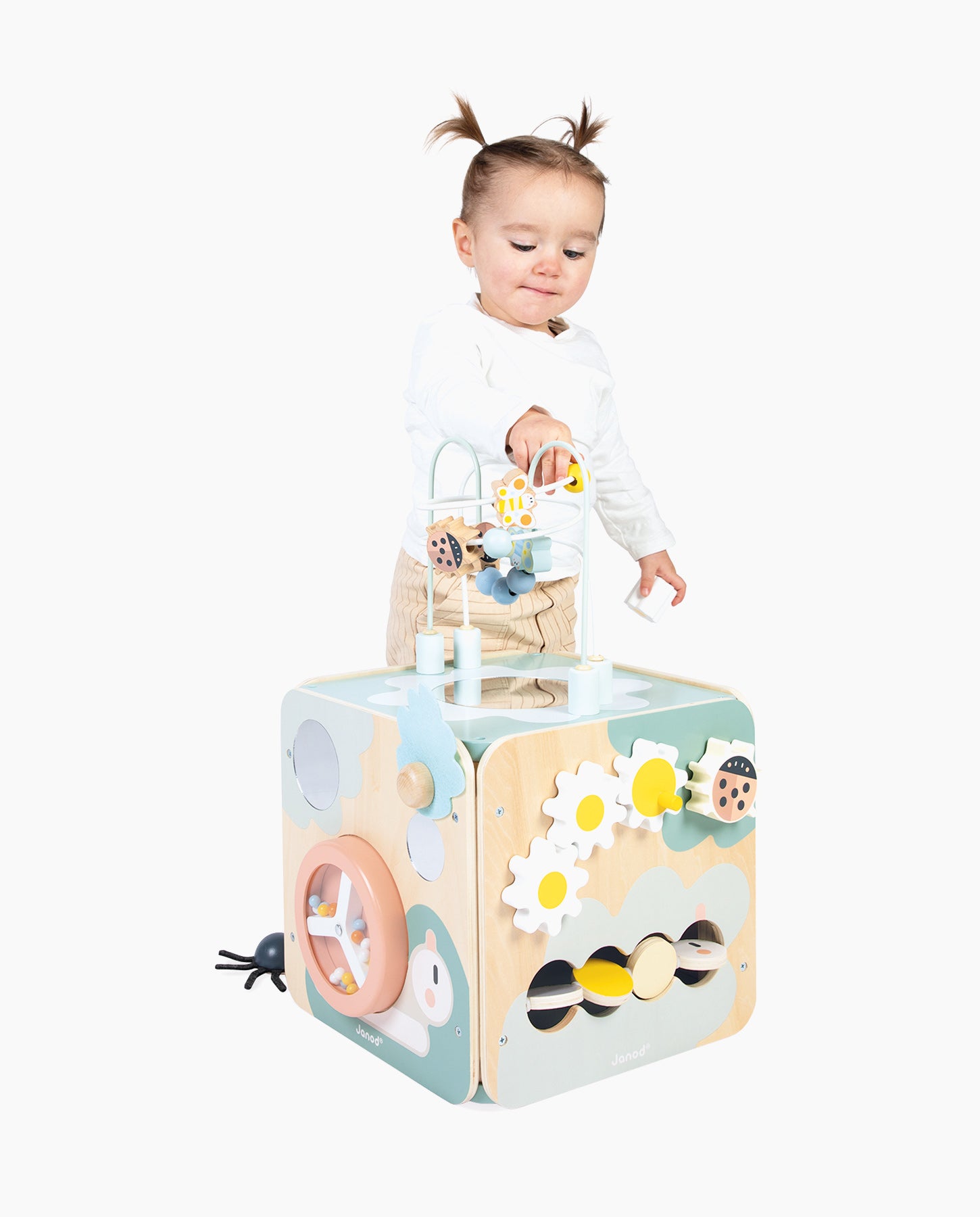 Cub cu activitati, Janod, Sweet Cocoon, din lemn, 18 luni+