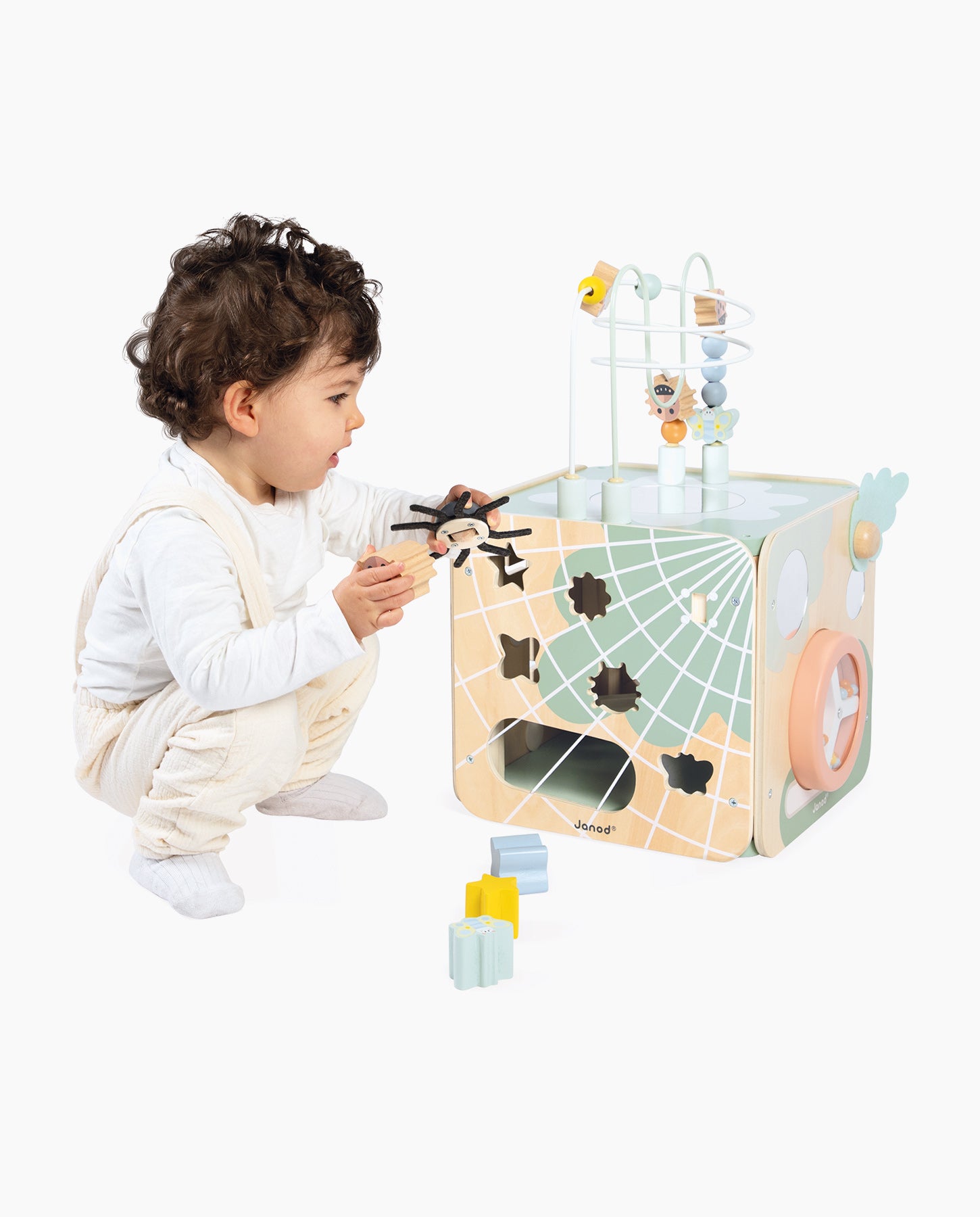 Cub cu activitati, Janod, Sweet Cocoon, din lemn, 18 luni+