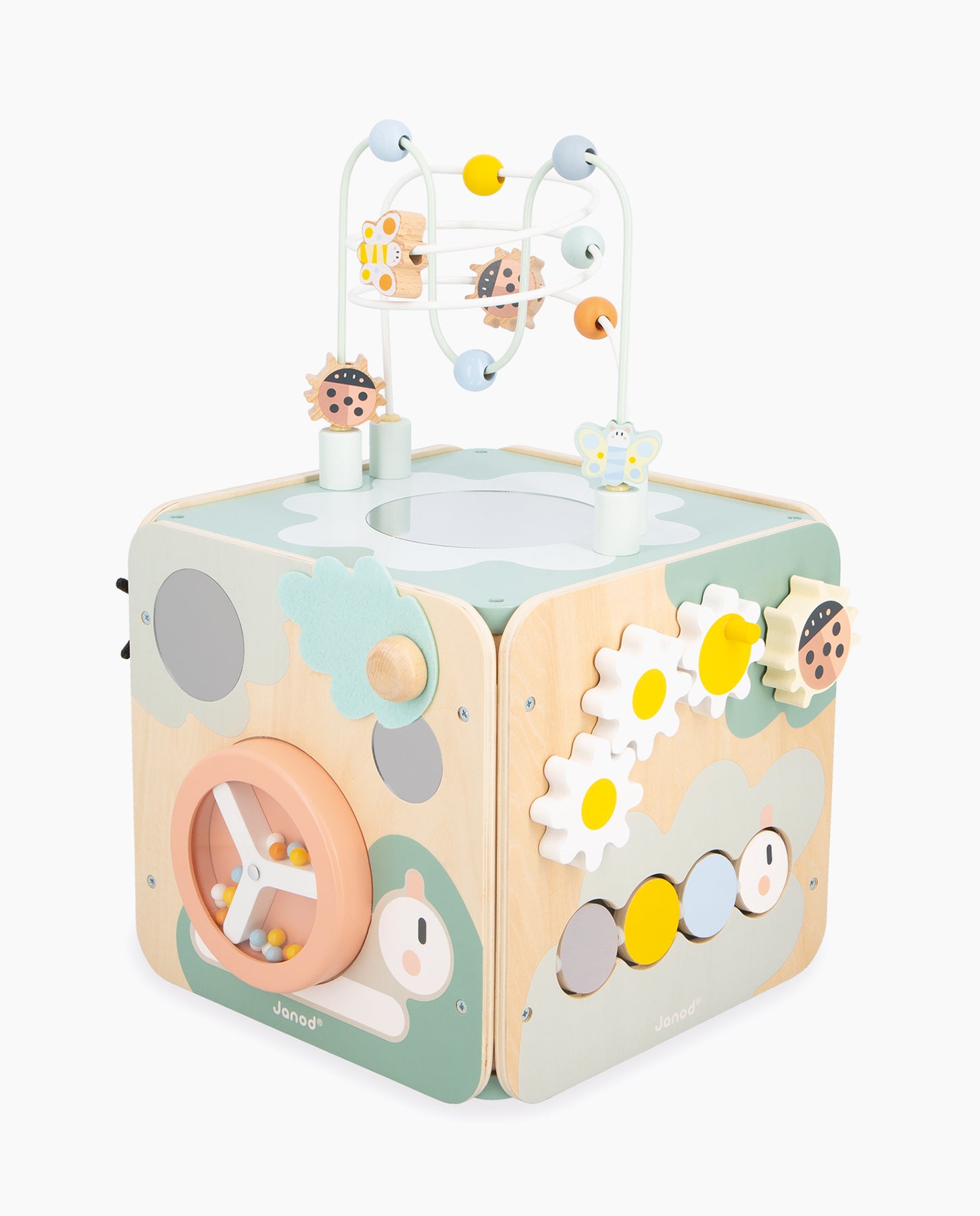 Cub cu activitati, Janod, Sweet Cocoon, din lemn, 18 luni+