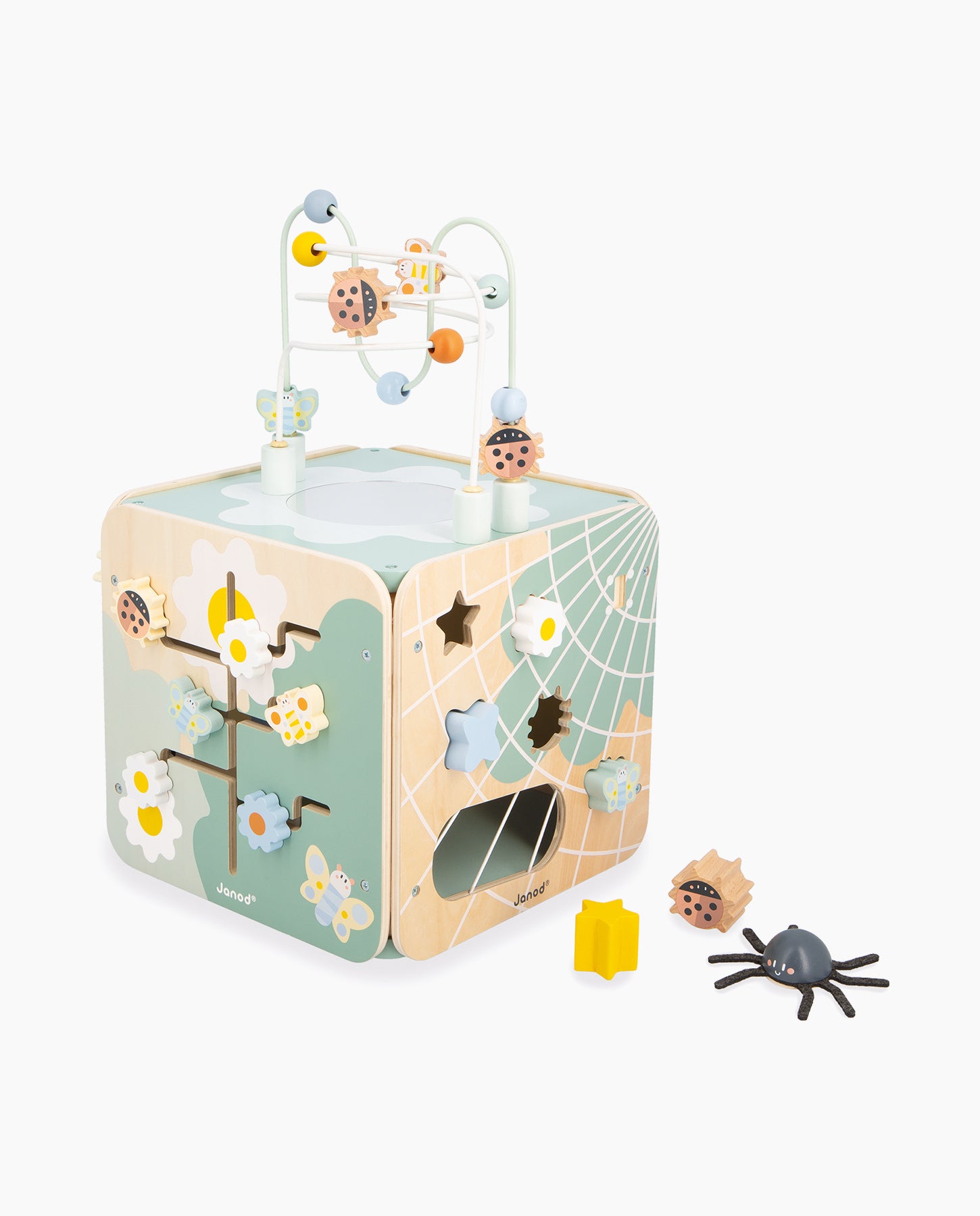 Cub cu activitati, Janod, Sweet Cocoon, din lemn, 18 luni+