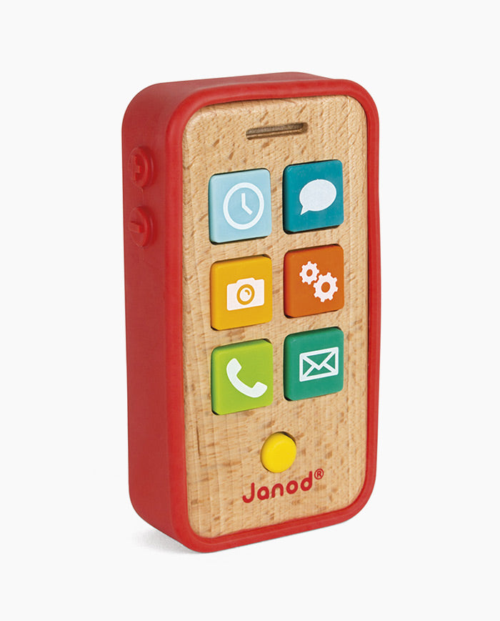 Telefon din lemn, Janod, cu sunete, 2 ani+