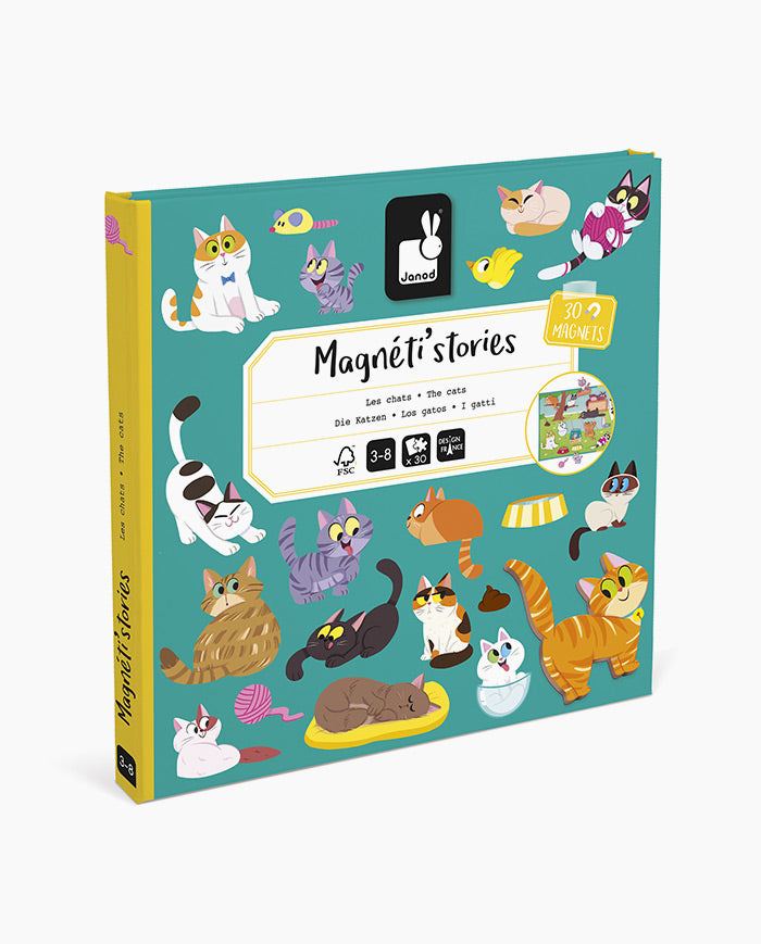 Joc plansa cu piese magnetice, Janod, Magneti'stories, pisici, 3 ani+