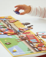 Joc plansa cu piese magnetice, Janod, pompieri, 3 ani+