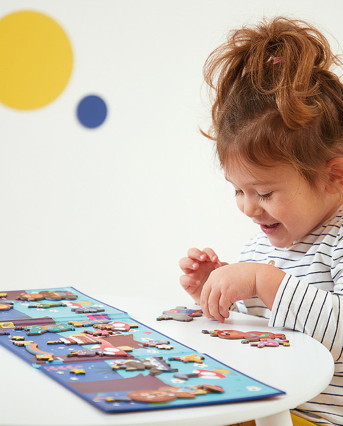 Joc plansa cu piese magnetice, Janod, Magneti'stories, petrecerea animalelor