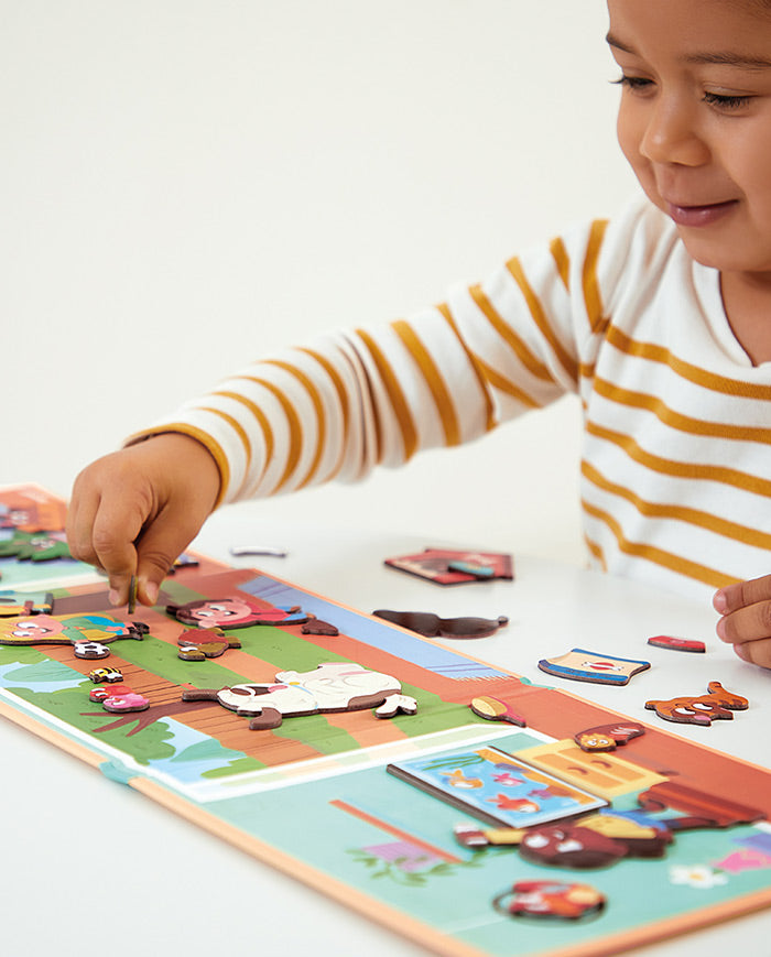 Joc plansa cu piese magnetice, Janod, animale de companie, 3 ani+