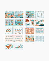 Carte cu activitati, Janod, Dinozauri, 149 piese magnetice, Franceza-Engleza, 3 ani+