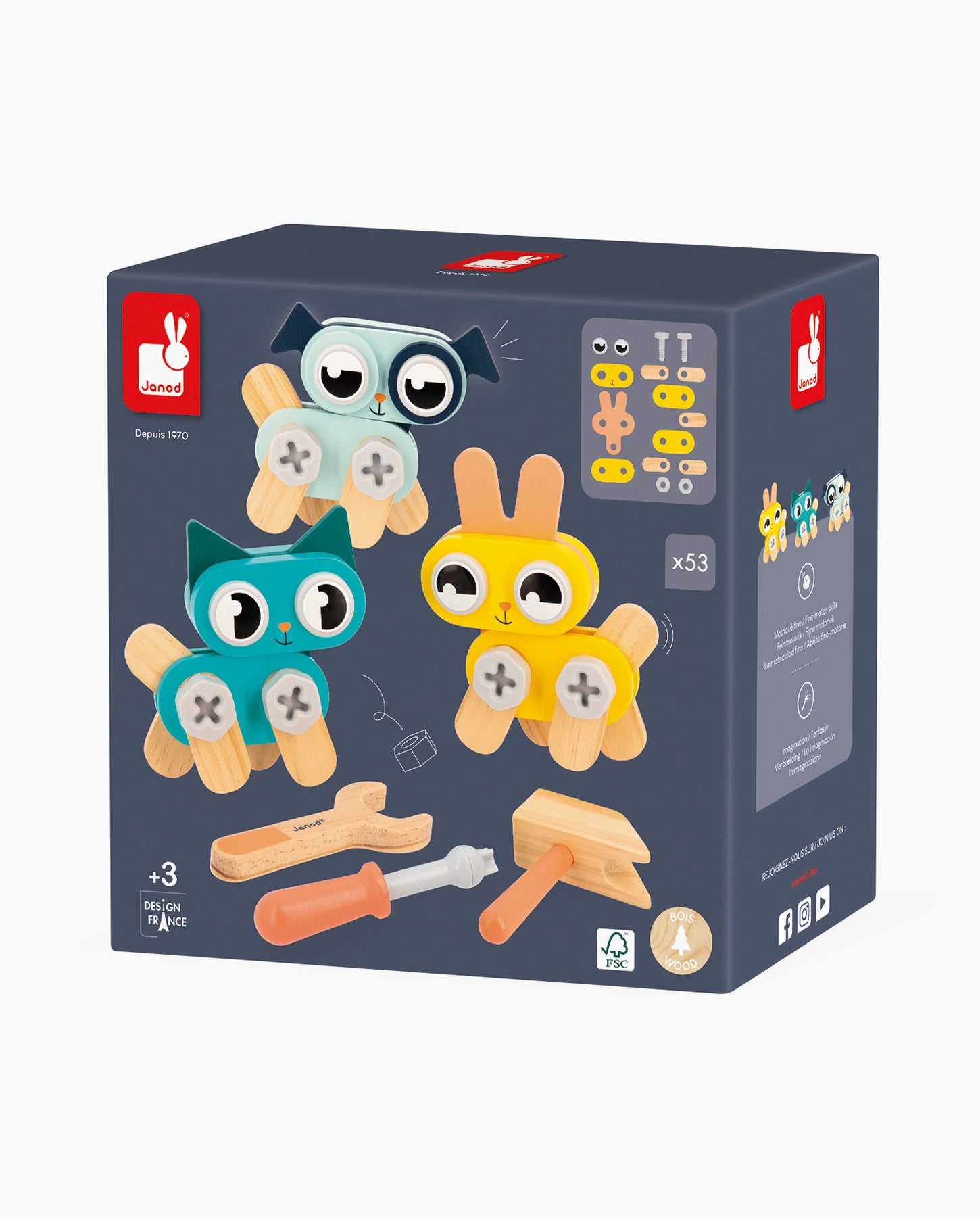 Animalute, Janod, Brico'Kids, de construit, 3 ani+