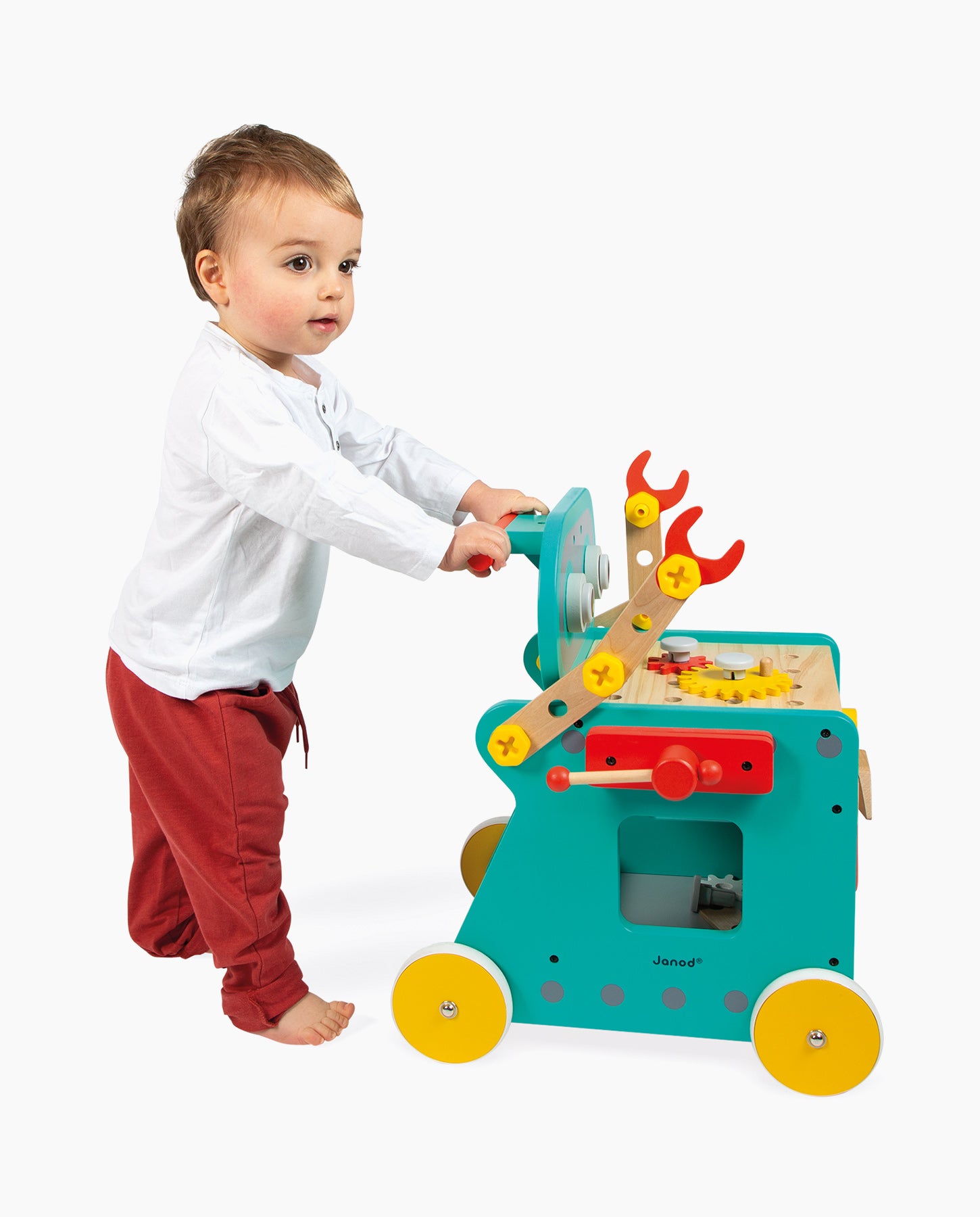 Banc de lucru mobil, Janod, Brico'Kids, Robot, cu 38 accesorii, 18 luni+