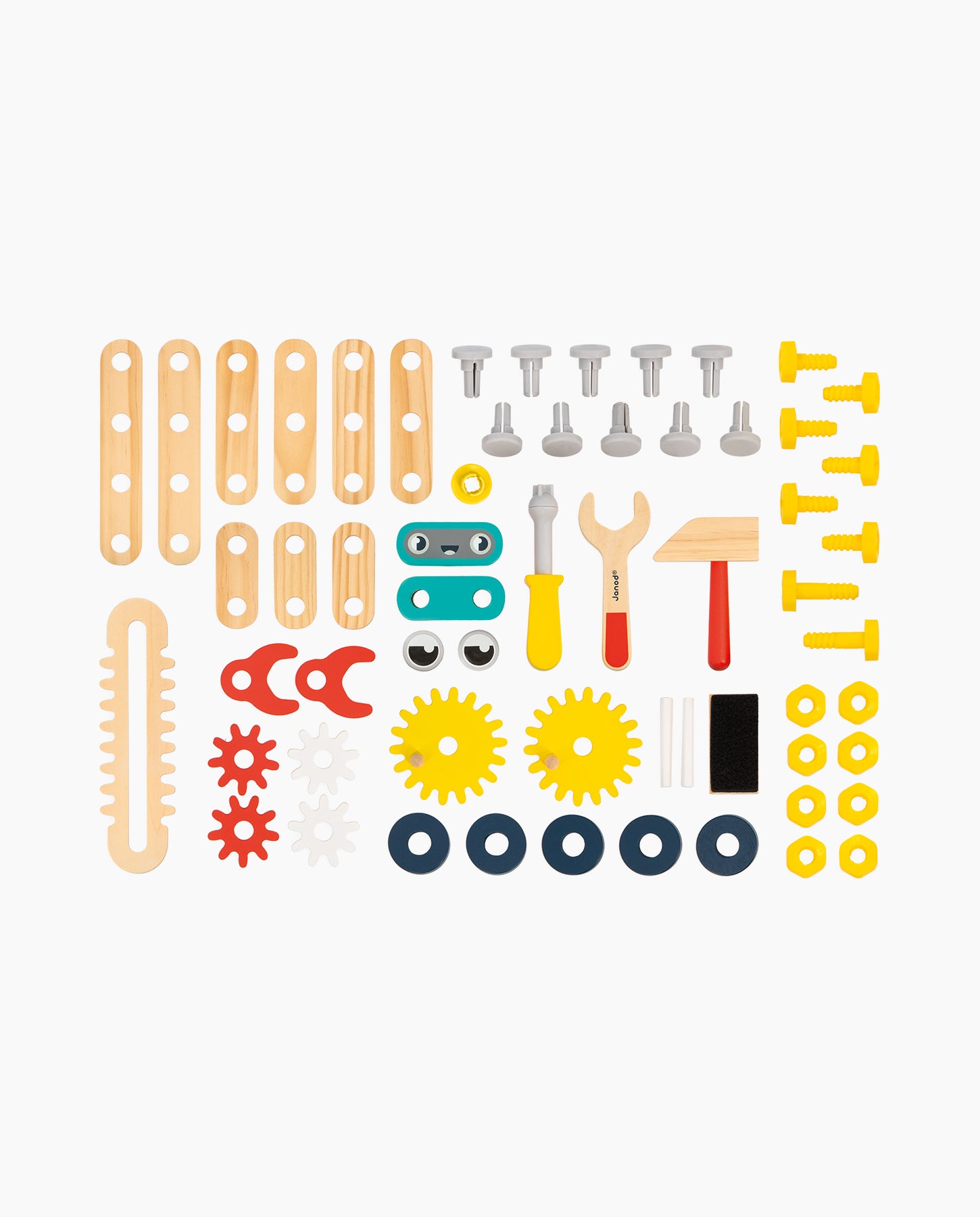 Banc de lucru, Janod, Brico'Kids, Robot, de construit, 60 accesorii, 3 ani+