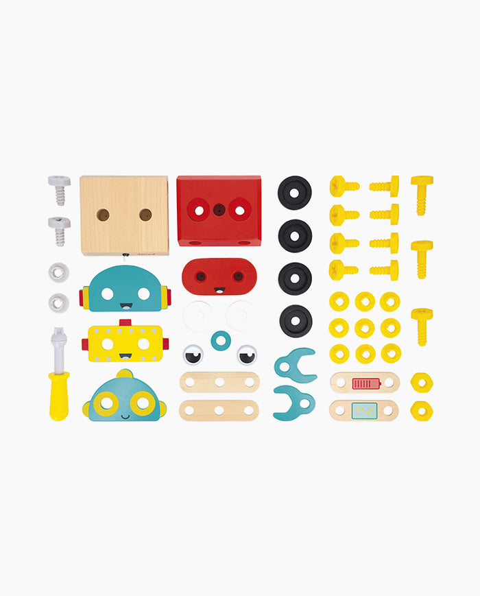 Robot din lemn, Janod, Brico’Kids, 48 piese, 2 ani+