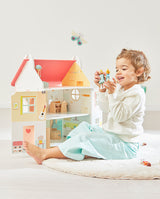 Casuta de papusi din lemn, Janod, 15 accesori, 3 ani+