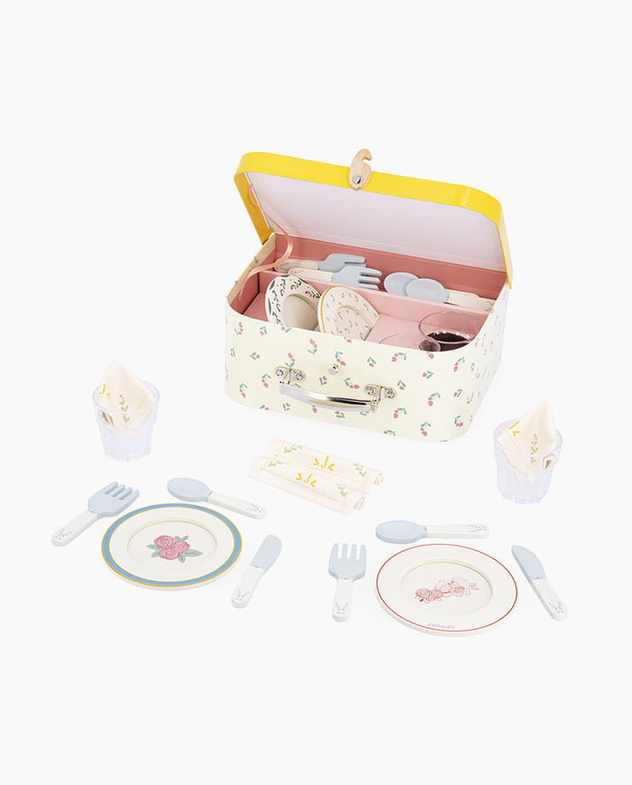 Set de masa, Janod, Shiny Grandma, cu valiza si 24 accesorii, 3 ani+