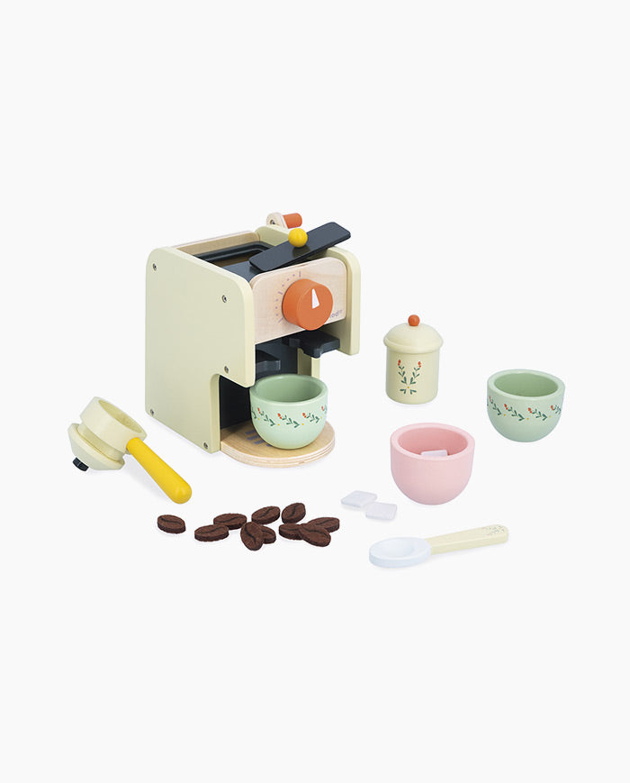 Expresor de cafea, Janod, Shiny Grandma, cu 5 accesorii, 3 ani+