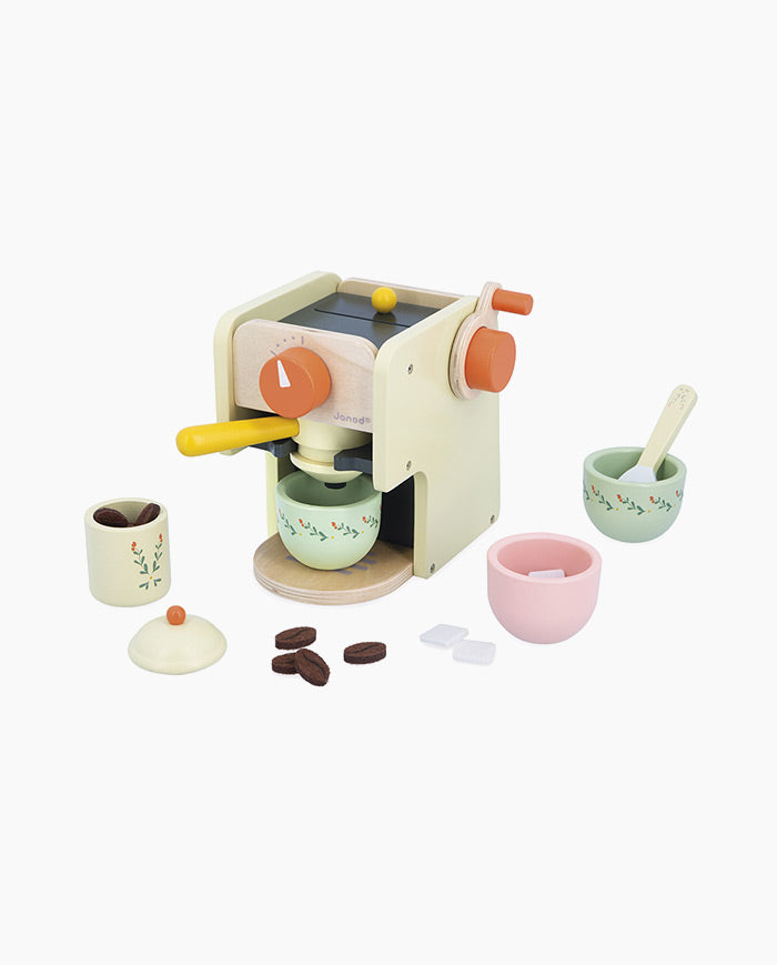 Expresor de cafea, Janod, Shiny Grandma, cu 5 accesorii, 3 ani+