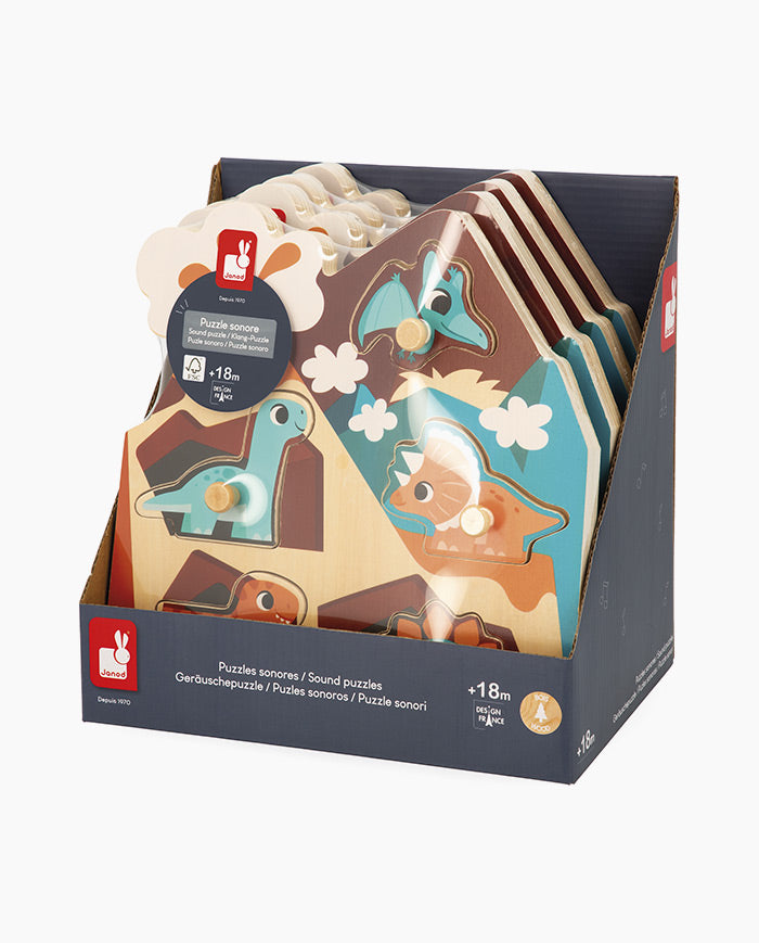 Puzzle muzical, Janod, Dinozauri, 5 piese, 18 luni+