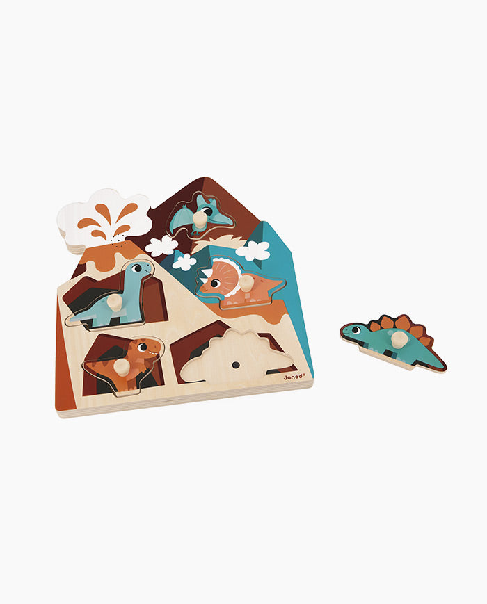 Puzzle muzical, Janod, Dinozauri, 5 piese, 18 luni+