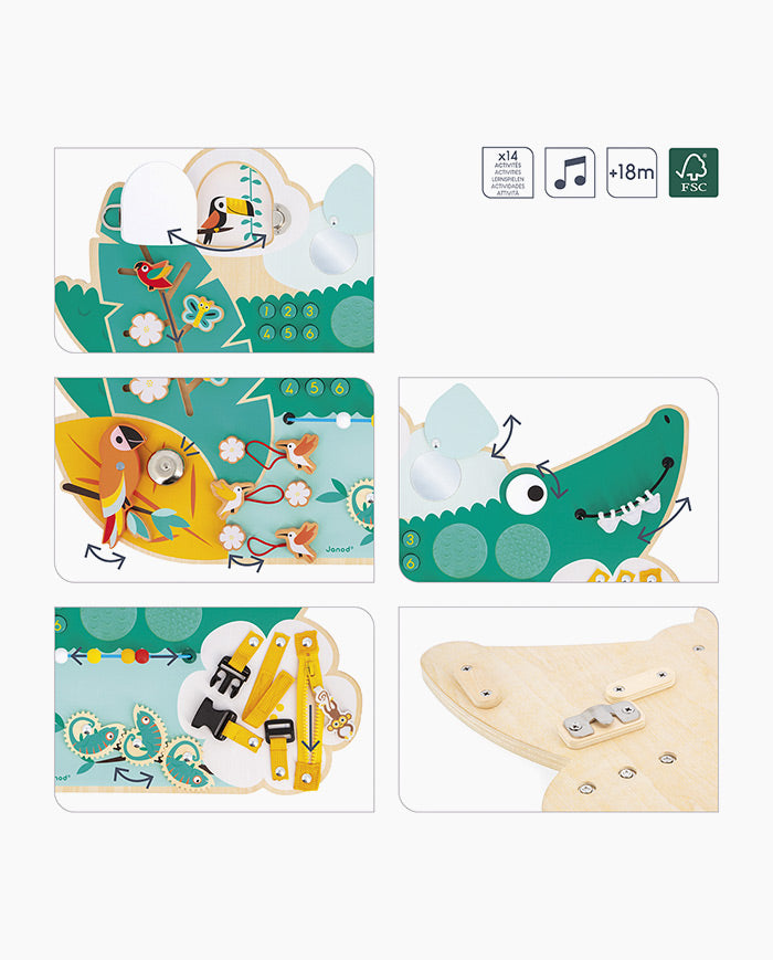 Panou cu activitati, Janod, Tropik, Crocodil, 18 luni+