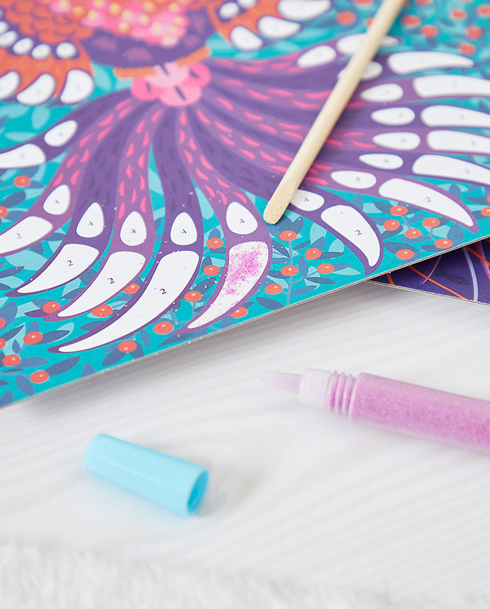 Set creativ glitter, Janod, animale fantastice, 7 ani+