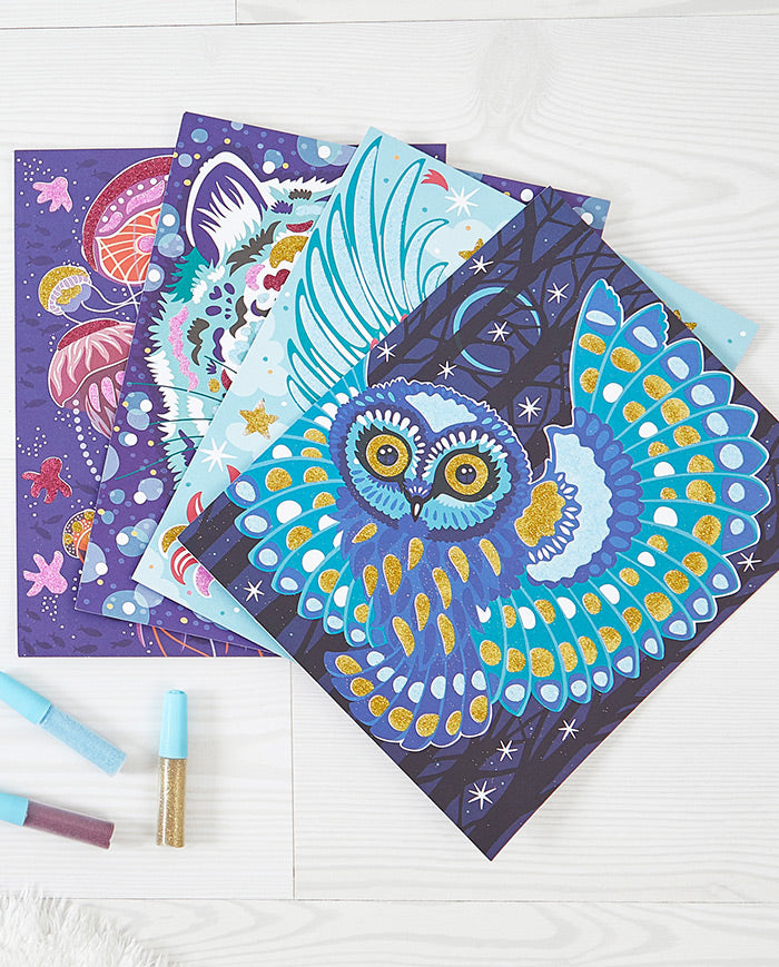 Set creativ glitter, Janod, animale fantastice, 7 ani+