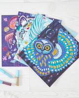 Set creativ glitter, Janod, animale fantastice, 7 ani+