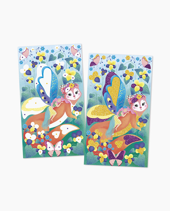 Set creativ pentru decorat, Janod, Magic Fairies, cu sclipici biodegradabil, 5 ani+