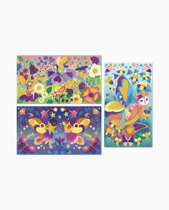 Set creativ pentru decorat, Janod, Magic Fairies, cu sclipici biodegradabil, 5 ani+