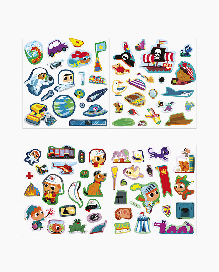 Set creativ, Janod, stickere Aventuri, 3 ani+