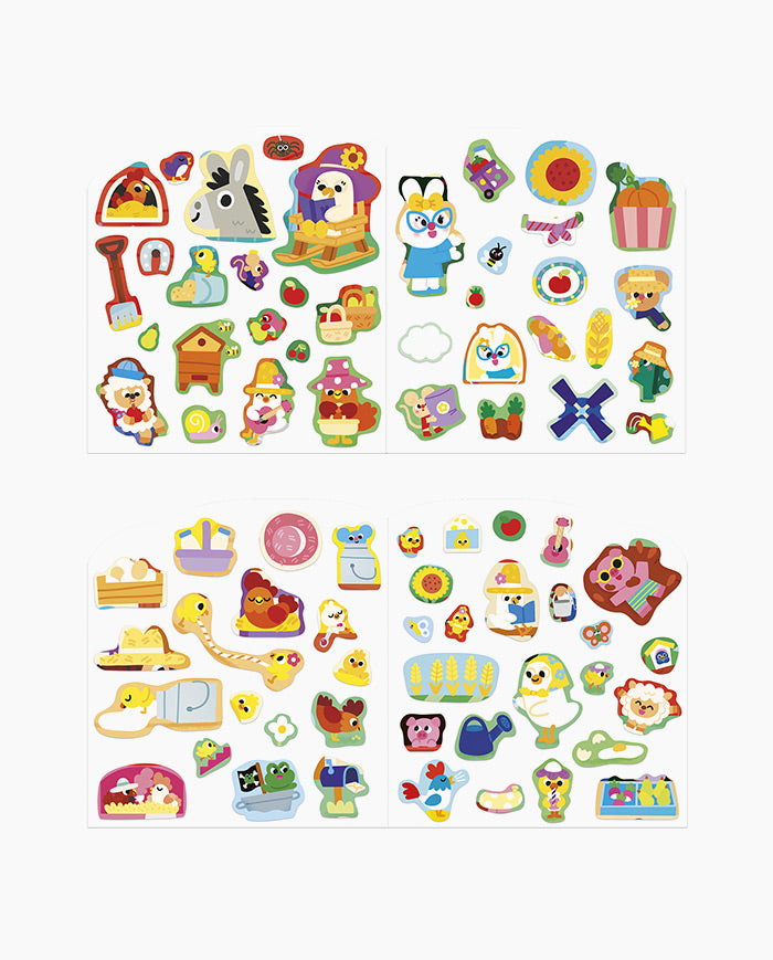 Set creativ, Janod, stickere Ferma, 3 ani+