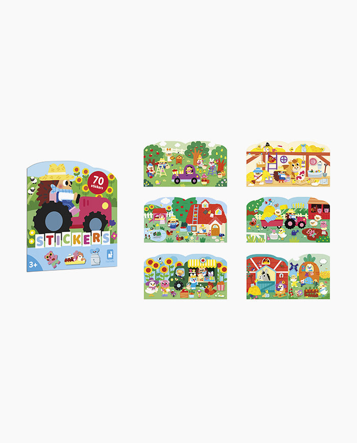 Set creativ, Janod, stickere Ferma, 3 ani+