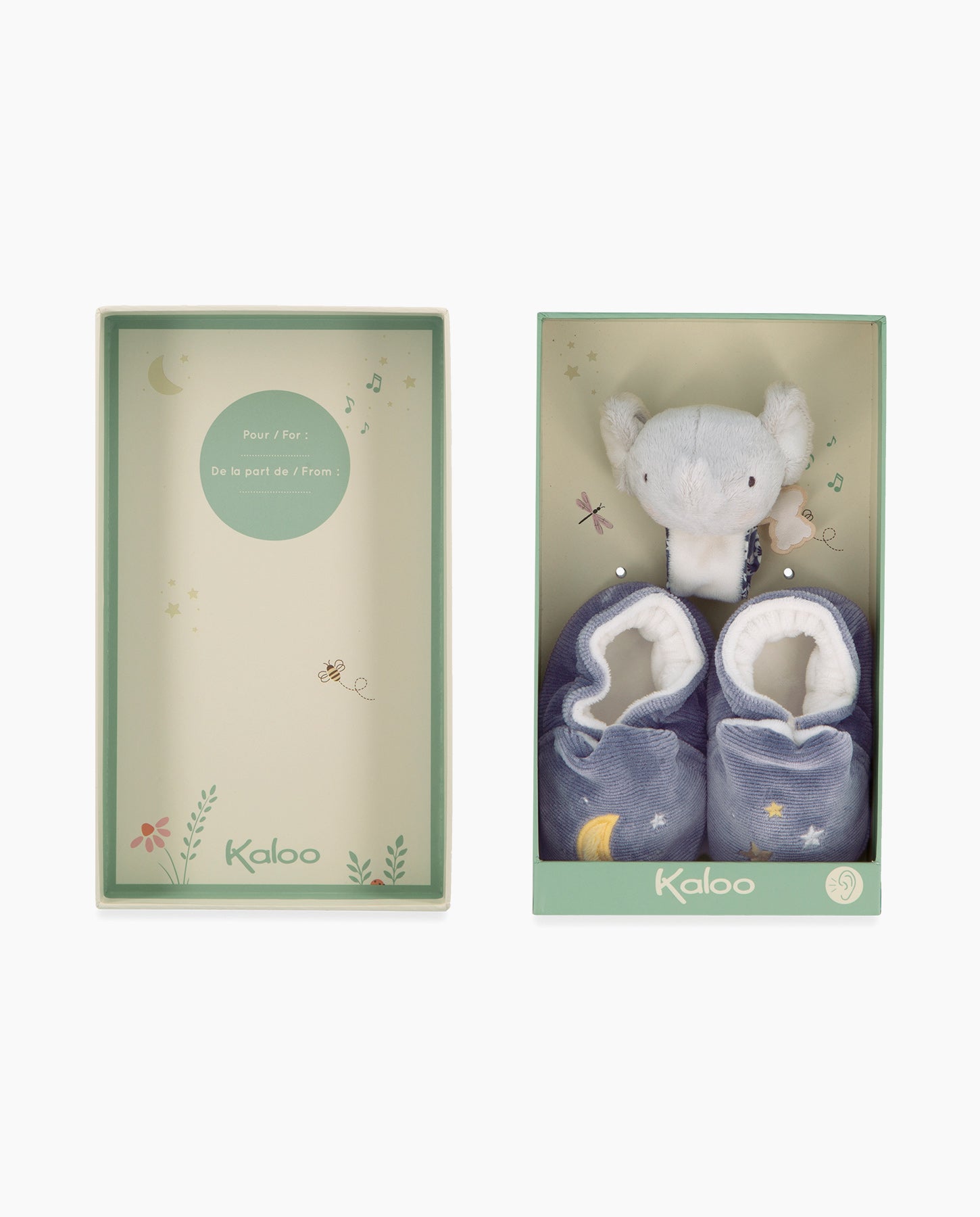 Cutie cadou pentru bebelusi, Kaloo, Botosei si bratara elefant