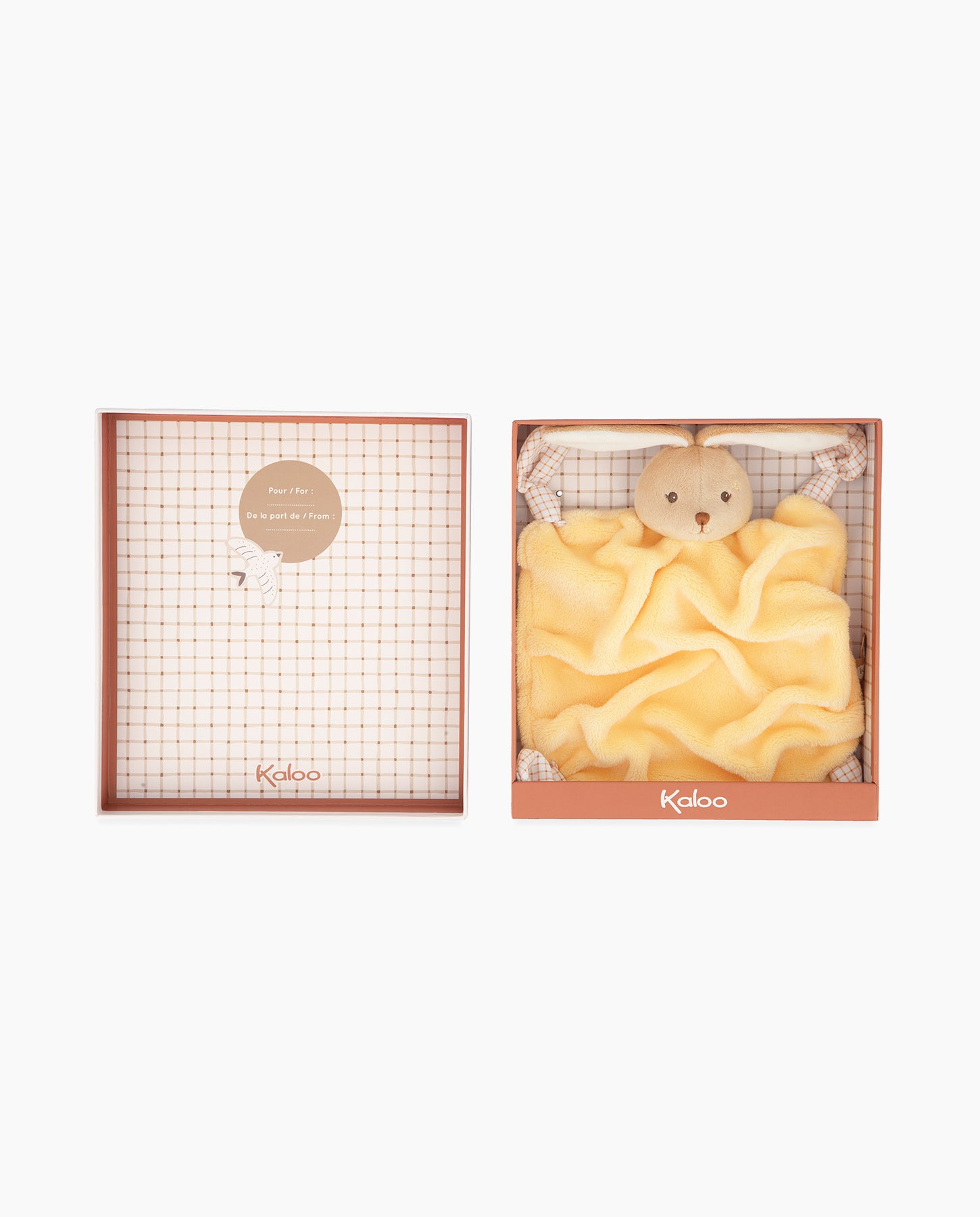 Jucarie doudou, Kaloo, Iepuras galben, 24 cm