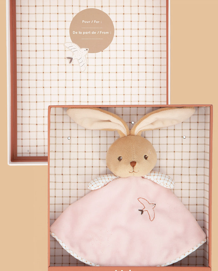 Jucarie doudou, Kaloo, Iepuras roz, 26 cm