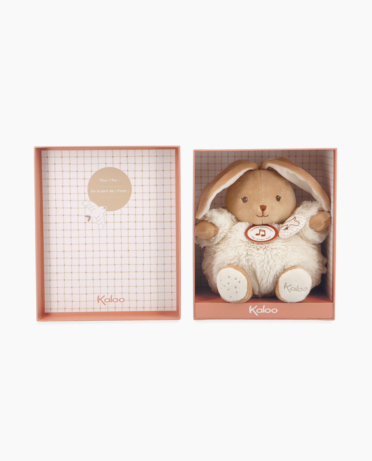 Iepuras de plus, Kaloo, Patapouf, cream, cu sunete, 17 cm