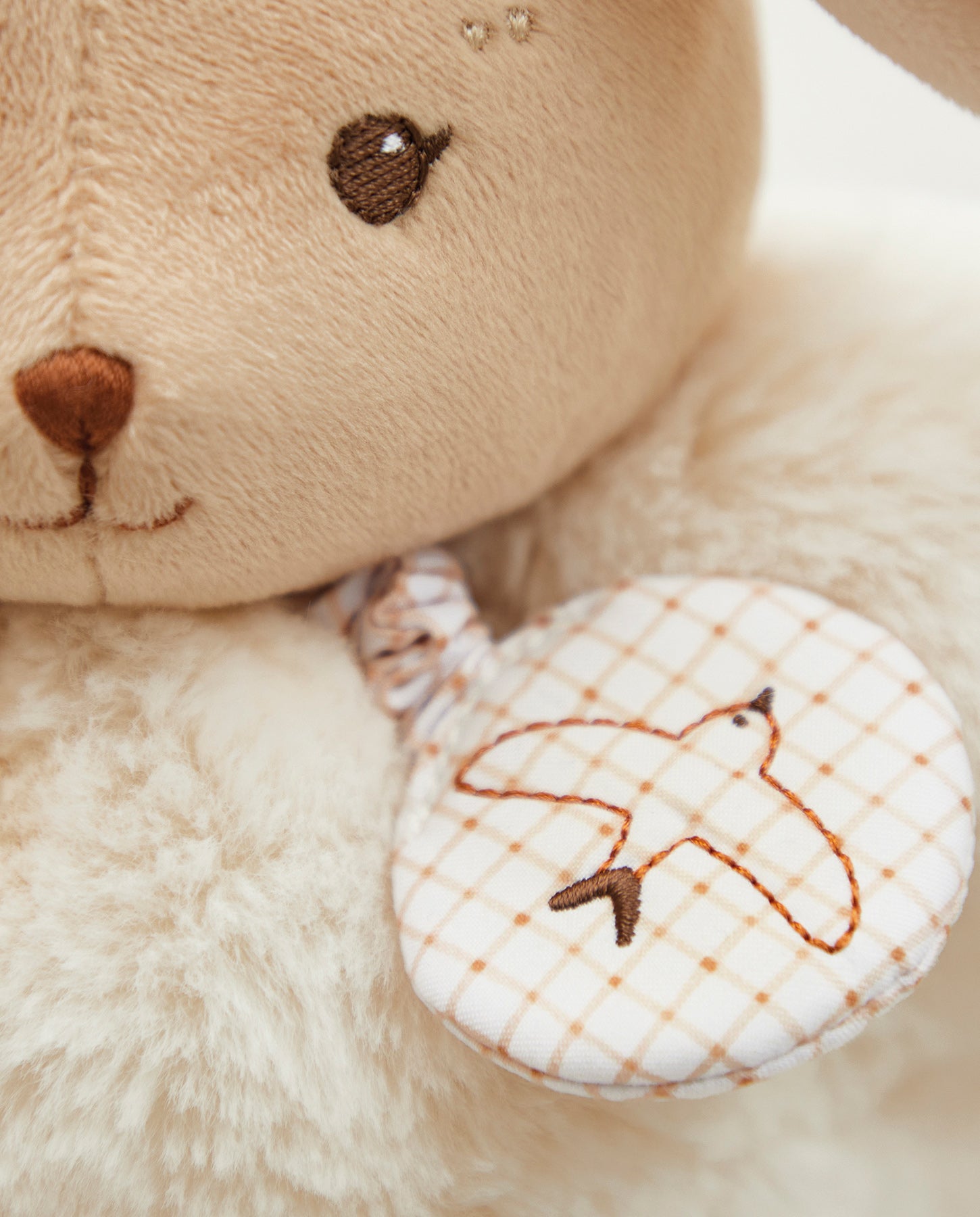 Iepuras de plus, Kaloo, Patapouf, cream, cu sunete, 17 cm