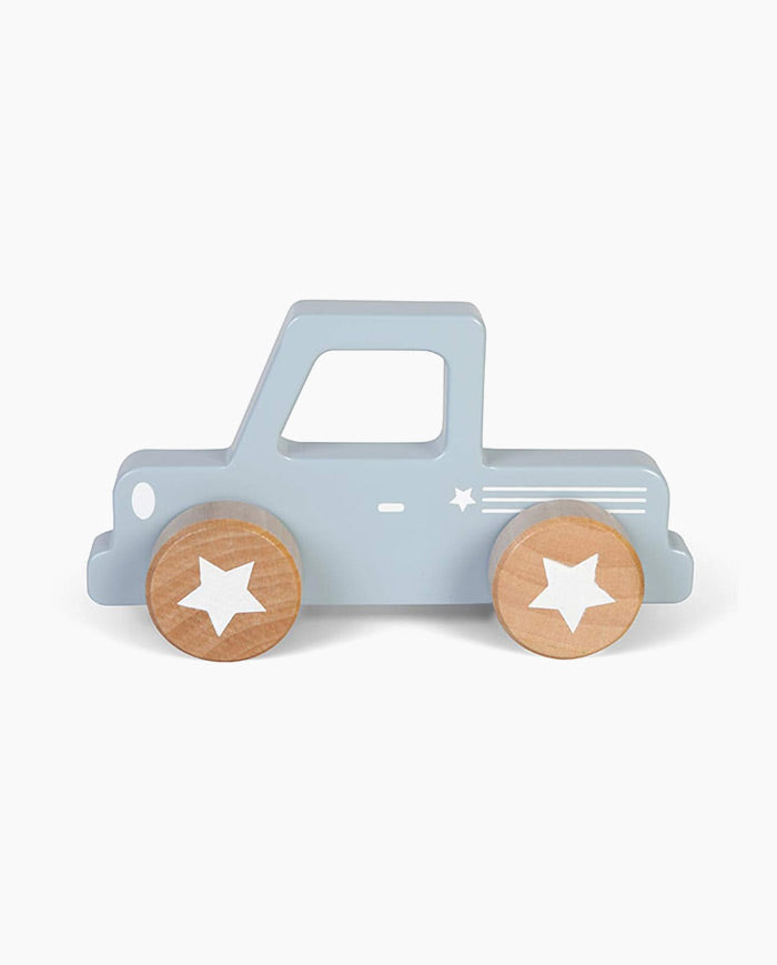 Masina de lemn, Little Dutch, albastra, 1 an+